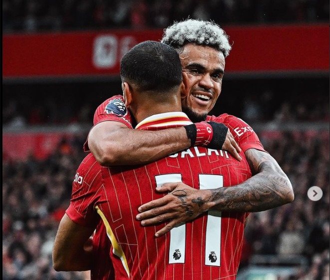 Liverpool raih kemenangan 2-0 atas Brentford di Anfield di bawah pelatih baru, Arne Slot. Gol dari Luis Diaz dan Mohamed Salah mengunci kemenangan pertama musim ini. | Instagram/@liverpoolfc