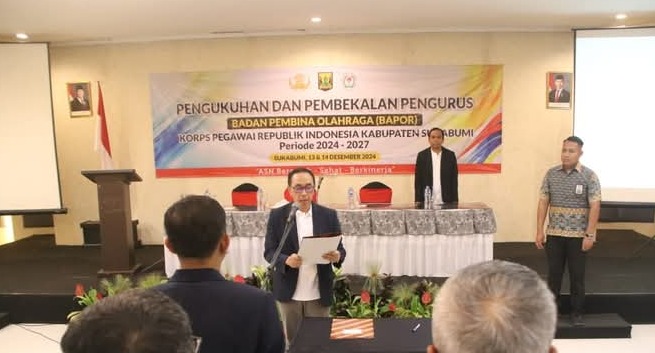 Sekda dan Disbudpora Kukuhkan Pengurus BAPOR KORPRI Kabupaten Sukabumi 2024-2027