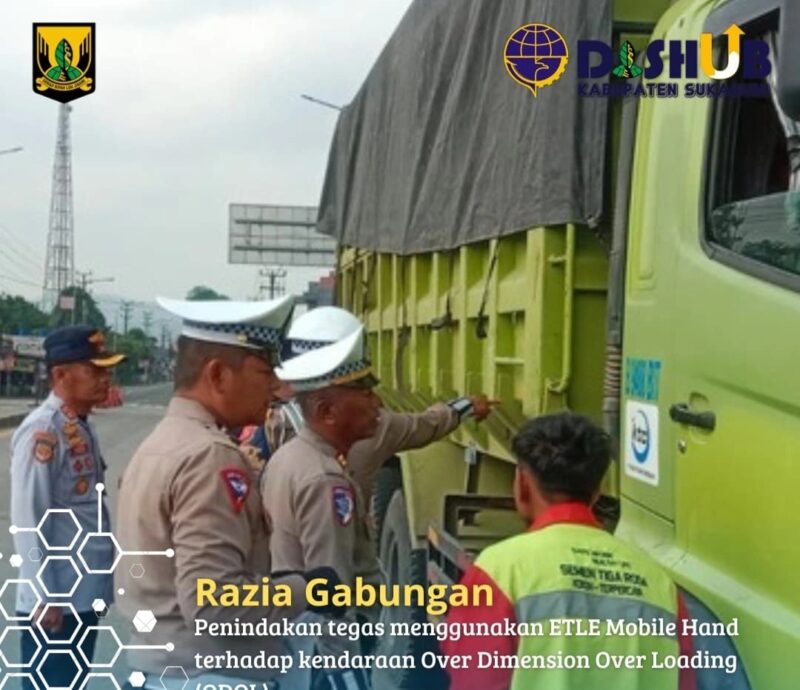 Dinas Perhubungan Kabupaten Sukabumi bersama Polres Sukabumi melaksanakan razia gabungan sebagai upaya penertiban kendaraan ODOL. .
