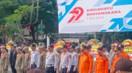 Dinas Perhubungan Kabupaten Sukabumi turut hadir dalam upacara Hari Bhayangkara ke-79 sebagai bentuk dukungan dan sinergi bersama Polri