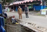 Pemerintah Desa Cimanggu Kecamatan Palabuhanratu mulai melaksanakan pembangunan pagar pembatas jalan