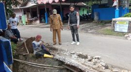 Pemerintah Desa Cimanggu Kecamatan Palabuhanratu mulai melaksanakan pembangunan pagar pembatas jalan