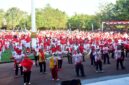 Ribuan warga Kabupaten Sukabumi antusias mengikuti senam bersama yang digelar KORMI Kabupaten Sukabumi.