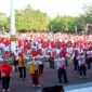 Ribuan warga Kabupaten Sukabumi antusias mengikuti senam bersama yang digelar KORMI Kabupaten Sukabumi.